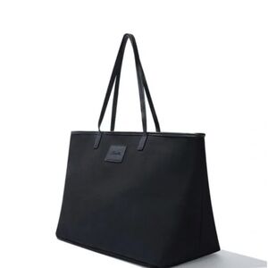 Cleobella Canvas Black Tote Vegan Leather, Leather Straps
